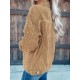 Women's Streetwear Rivet Design Corduroy Solid Color Shacket Jacket