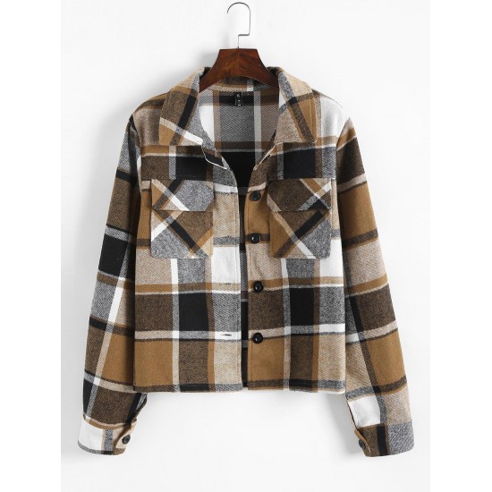 Checked Flap Pocket Shacket