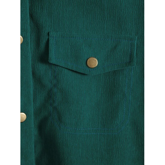 High Low Flap Details Corduroy Shacket