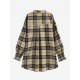 Women's Plaid Smocked Ruffle Cuff Lantern Sleeve Longline Shacket