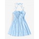 Floral Ribbed Cinched Tie Smocked Sun Dress