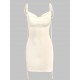 Jersey Tie Shoulder Backless Cowl Front Mini Bodycon Dress