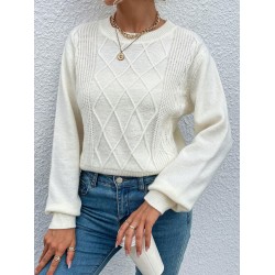 Crewneck Diamond Cable Knit Sweater