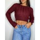 Cable Knit Openwork Crop Sweater