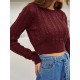 Cable Knit Openwork Crop Sweater