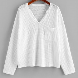 Drop Shoulder Chest Pocket Slouchy Knitwear