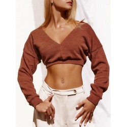 Loose V Neck Cropped Knitwear