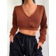 Loose V Neck Cropped Knitwear