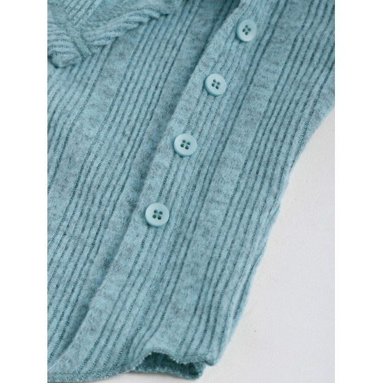 Choker Design Fuzzy Ribbed Asymmetrical Knitwear