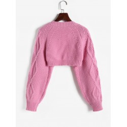 Cable Knit Open Front Shrug Cardigan