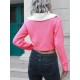 Quarter Zip Colorblock Cropped Sweater