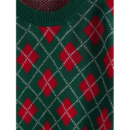 Crewneck Argyle Christmas Sweater