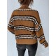 Contrast Striped Drop Shoulder Slouchy Sweater