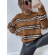 Contrast Striped Drop Shoulder Slouchy Sweater