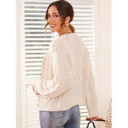 Button Up Cable Chunky Fisherman Knit Cardigan