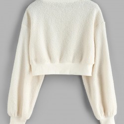 Faux Shearling Drop Shoulder Teddy Sweatshirt