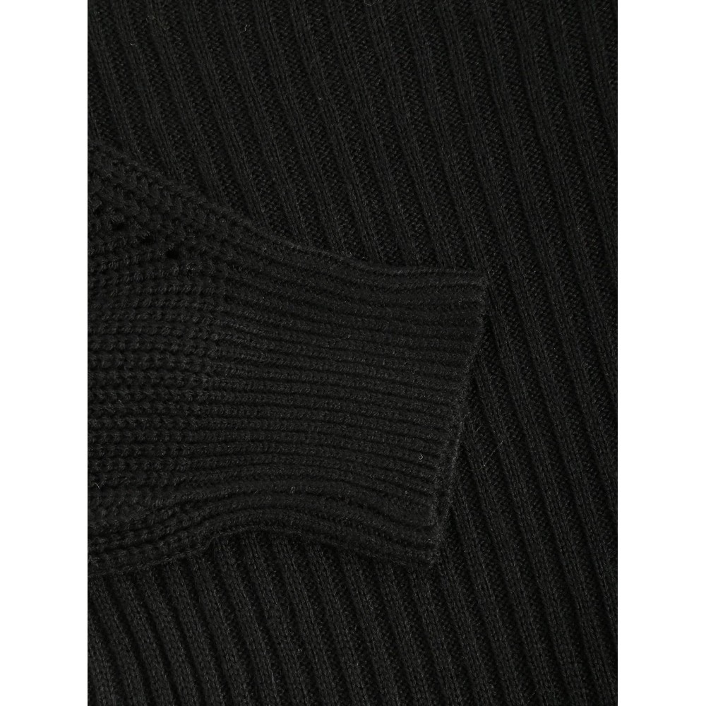 Women's Turtleneck Cut Out Lantern Sleeves Solid Color Chunky Pullover Sweater