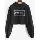 Skeleton Hand Drawstring Crop Hoodie