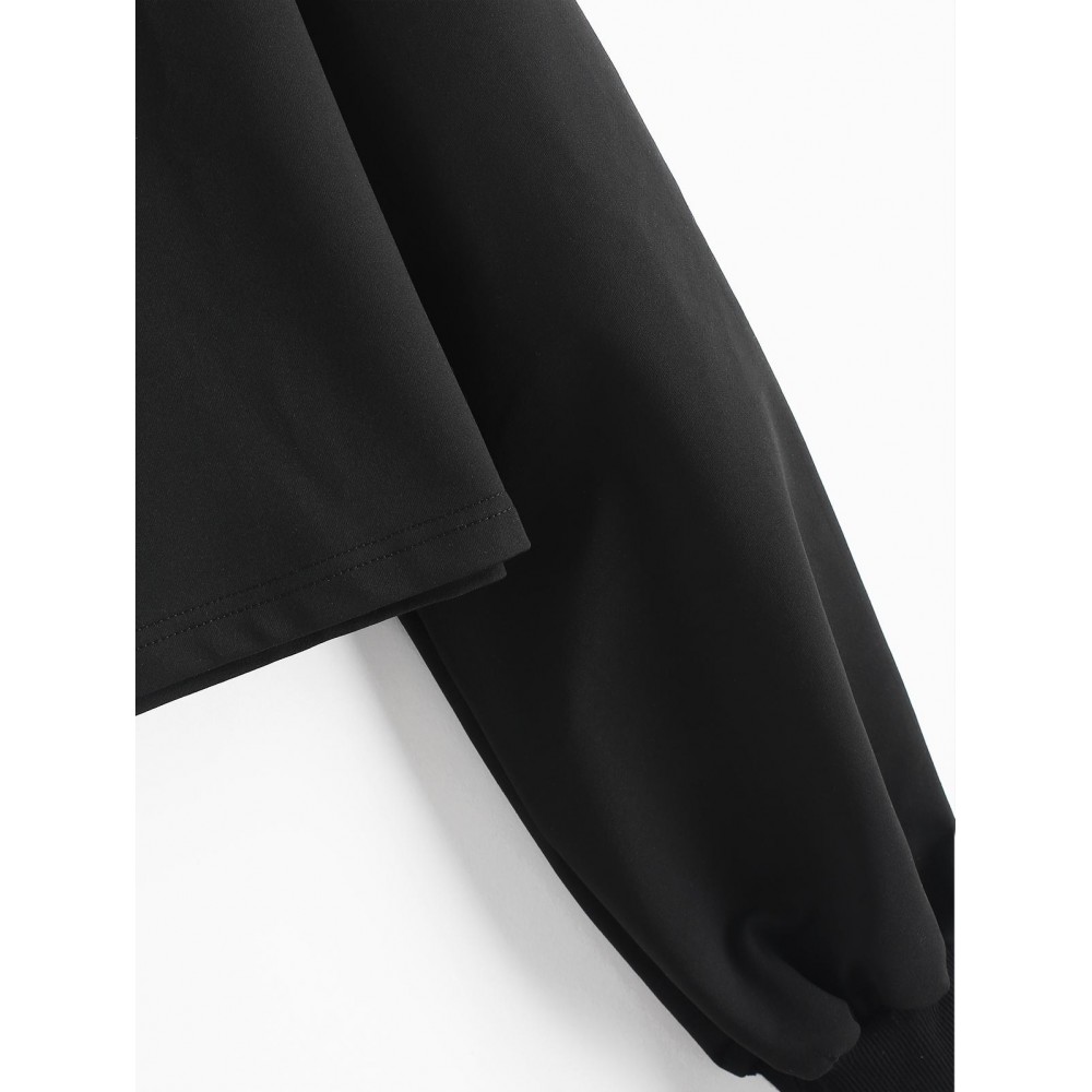 Skeleton Hand Drawstring Crop Hoodie